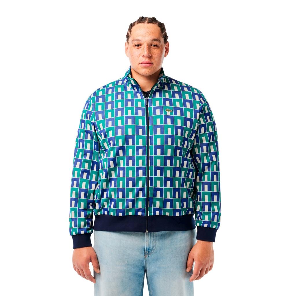 Lacoste Mens Geometric Full Zip Sweatshirt