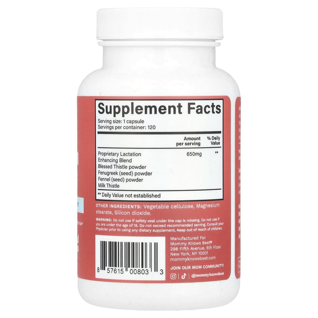 Mommy Knows Best, Lactation Support, 120 Veggie Capsules