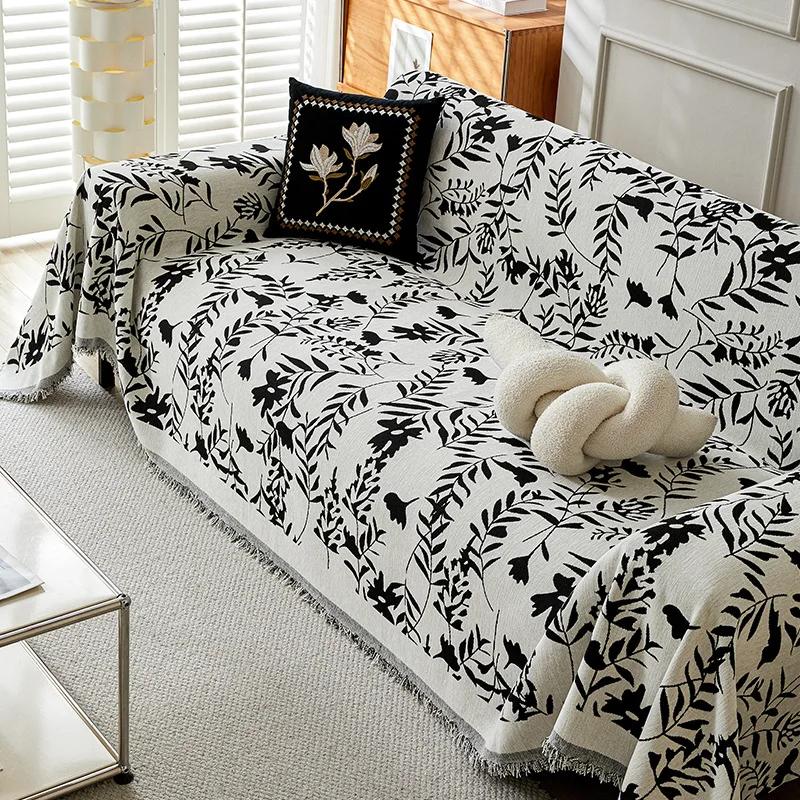 Universal Sectional Anti-cat Scratch Sofa Cover Soft Chenille Embroidered Sofa Towel Anti-slip Couch Cover for Living Room