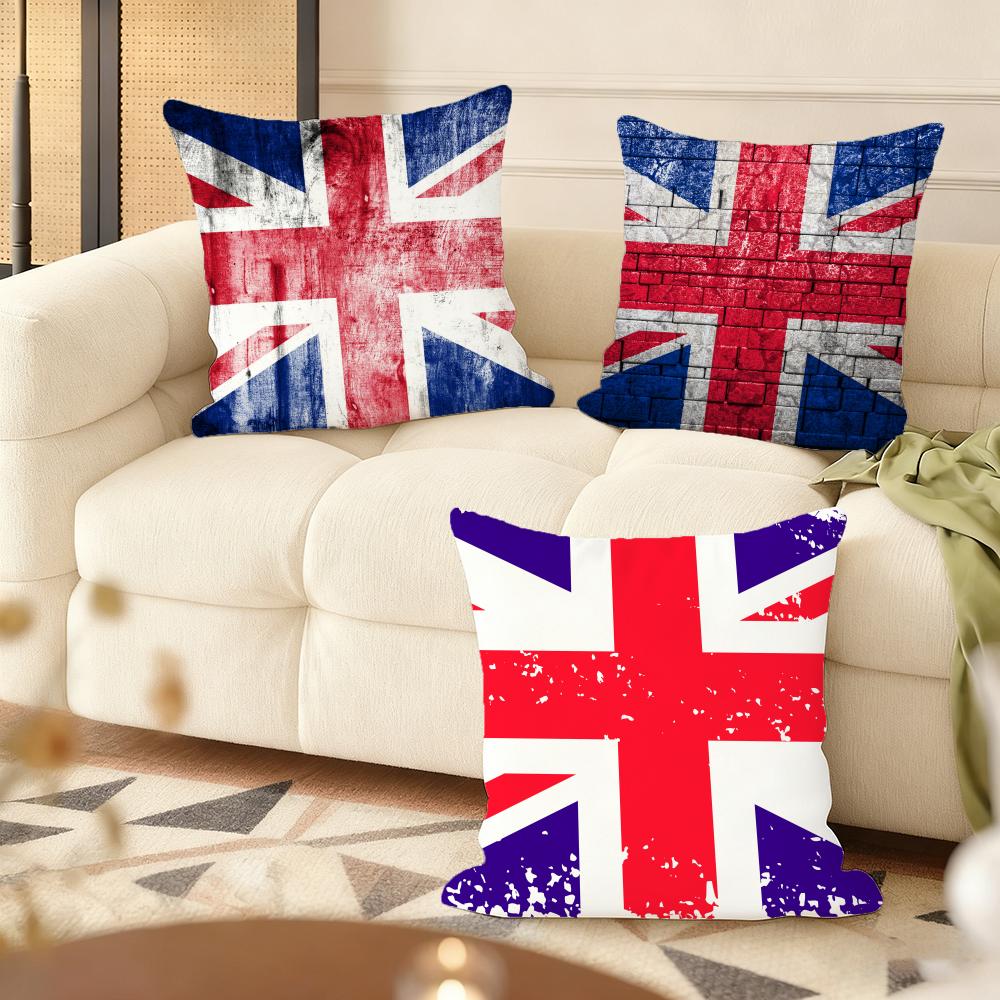 Union Jack Flag Cushion Cover Soft Short Plush Pillow Cover Smooth Cozy Texture Aesthetic Cushion Case Home Decor
