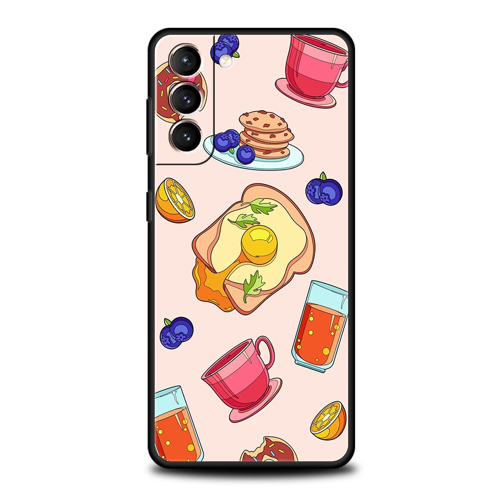 Чехол для телефона с цветочным узором и фруктовым соком для Samsung Galaxy S25 Edge S24 S23 S22 Ultra S20 S21 FE 5G S10 S9 Plus S10E Мягкий чехол