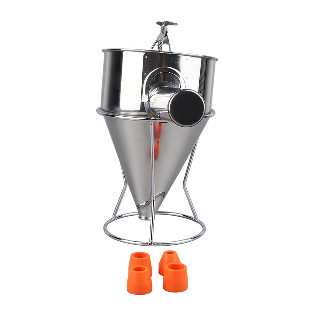 Batter Dispenser Stainless Steel Pancake Batter Dispenser with 18mm 4PCS Silicone Mouth for Pancakes Cupcakes