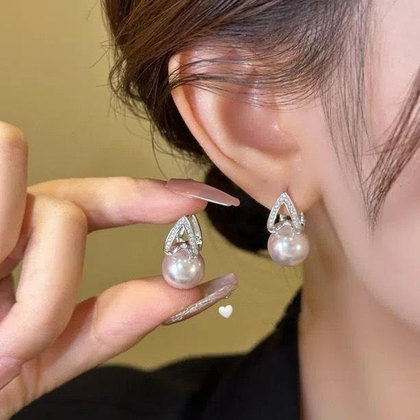 Серьги-подвески из настоящего серого жемчуга с каплями воды и подковообразной жемчужиной для женщин Chen Shu, такие же легкие роскошные серьги-гвоздики высокого класса, серьги высокого класса.