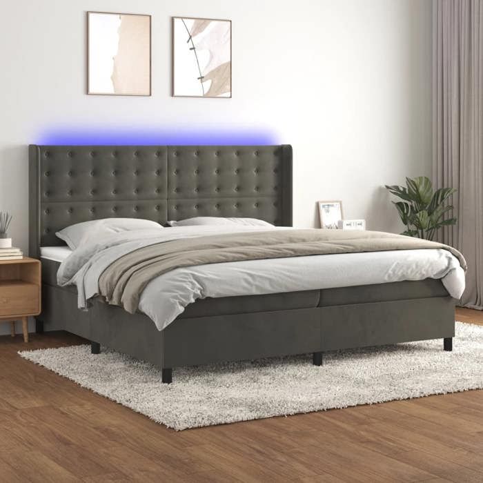 Maison Exclusive - Sommier à lattes de lit matelas et LED Gris foncé 200x200 cm