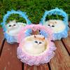 Miniatures Plush Bunny Toy With Hanging Basket Plush Sleeping Cats  Birthday Gift