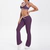 New contrasting color cross tight grinding high elastic yoga suit running fitness breathable training five-piece set