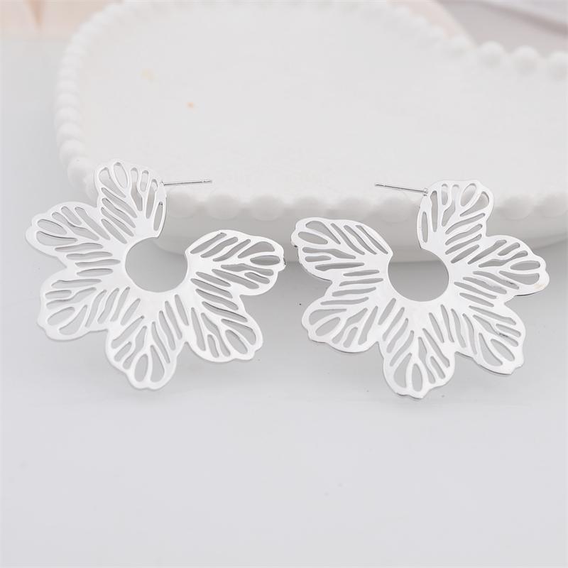 Креативные полые большие металлические серьги-подвески в виде листьев цветов для женщин, новые преувеличенные темпераментные золотые украшения индивидуального цвета