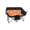 Heated Folding Double Moon Chair, Portable Camping Sofa with Cup Holder & Cushion, Outdoor 2-Person Thermal Lounge Chair for Picnic Backyard