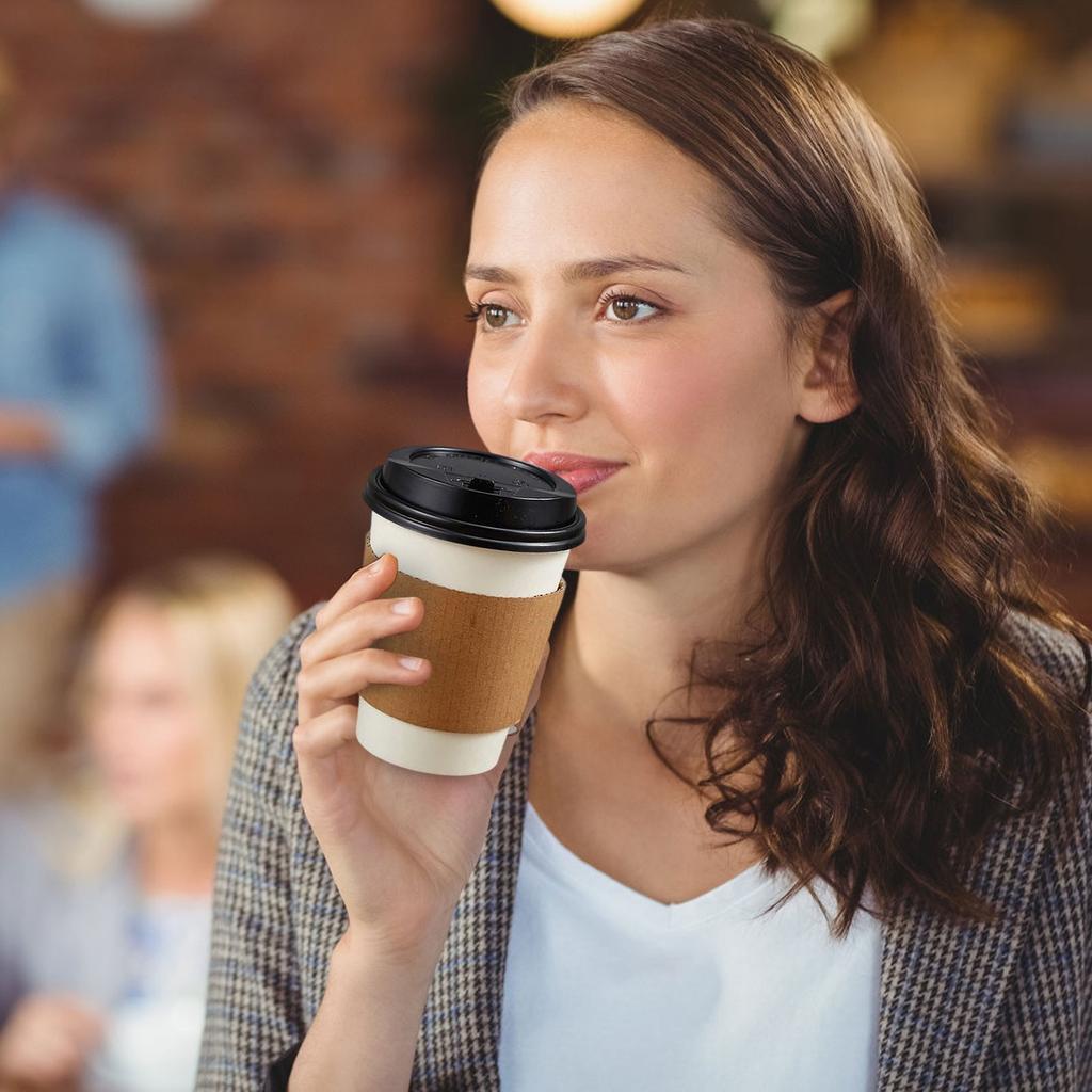 10oz Paper Cup, Disposable Cup, Water Cup, With Lid And Cover, Suitable For Picnicking, Barbecue, Travel And Activities