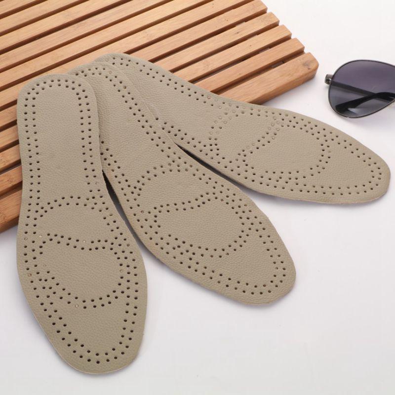 Unisex Genuine Cowhide Leather Insole: Breathable, Odor-Resistant, Shock-Absorbing, Non-Slip Cushion for Sweat Absorption.