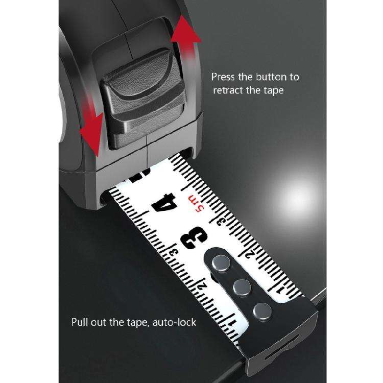 Shockproof Retractable Steel Tape Rule With Fixed Position Locking System Ergonomic Grip Strong Scale For Job Sites