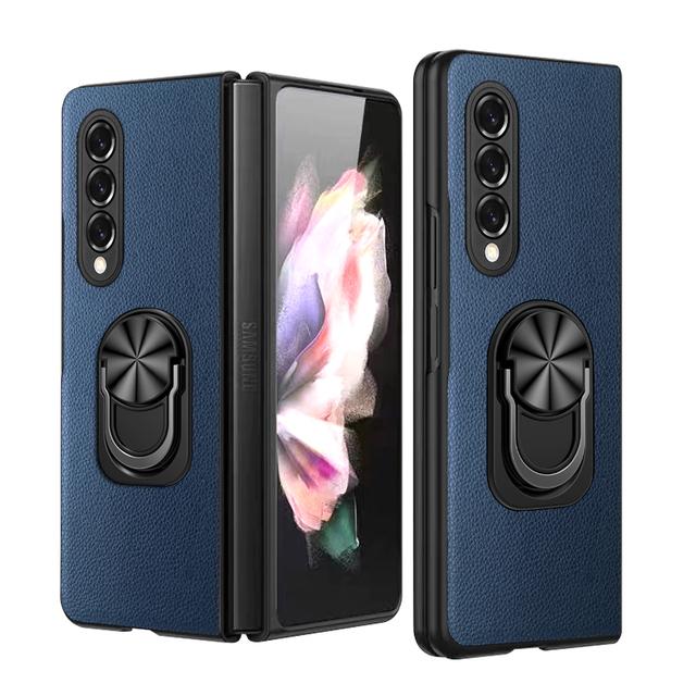 Тонкий легкий кожаный чехол-держатель для кольца для Samsung Galaxy Z Fold 3 4 Fold4 5g Fold2 Fold3 Fold 2 противоскользящий чехол для мобильного телефона