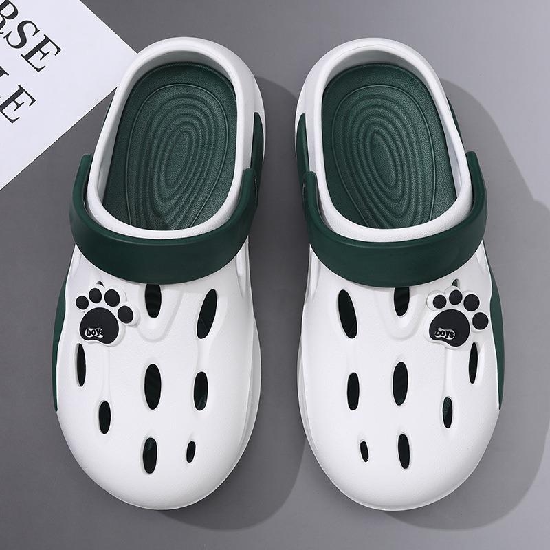 Мужские шлепанцы с дырочками, летняя новинка, износостойкие, нескользящие, удобные, повседневные, универсальные, пляжные, с сумкой на голову