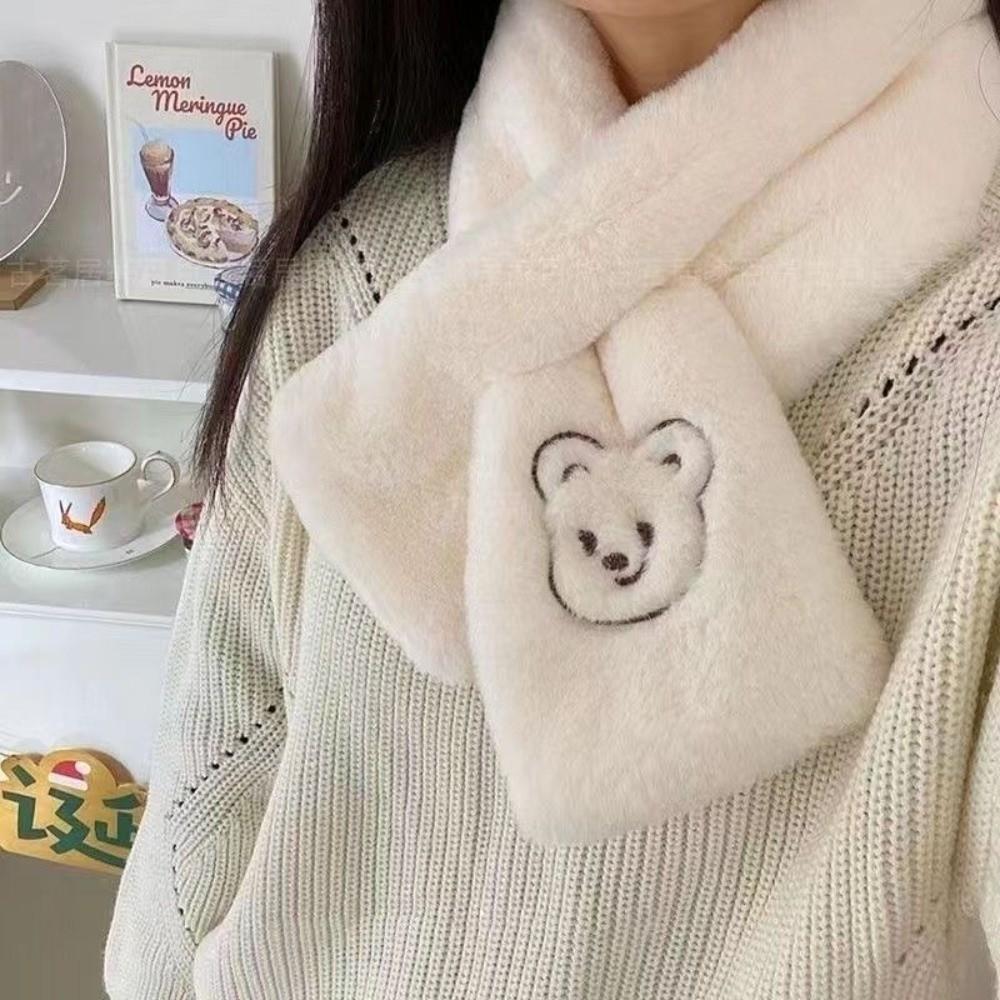 Cartoon Bear Winter Scarf Soft Neck Collar New Plush Scarf Women