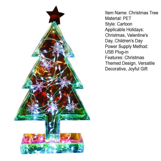 Украшение на рождественскую елку Призма Праздничная елка Освещенная декоративная фигурка Красочные светодиодные огни Праздничная атмосфера Ночной светильник Рождественский подарок для семьи и друзей
