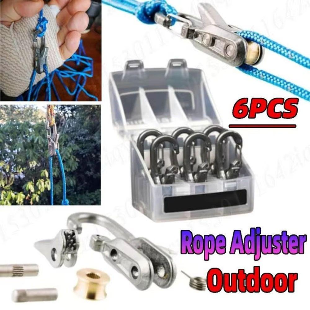 6 Hooks Rope with Roller Tensioner Non-Slip Cable Puller Rope Tension Adjuster  Cargo Tightening