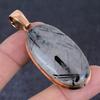 Black Rutile Gemstone Copper Jewelry Pendant 2.48"