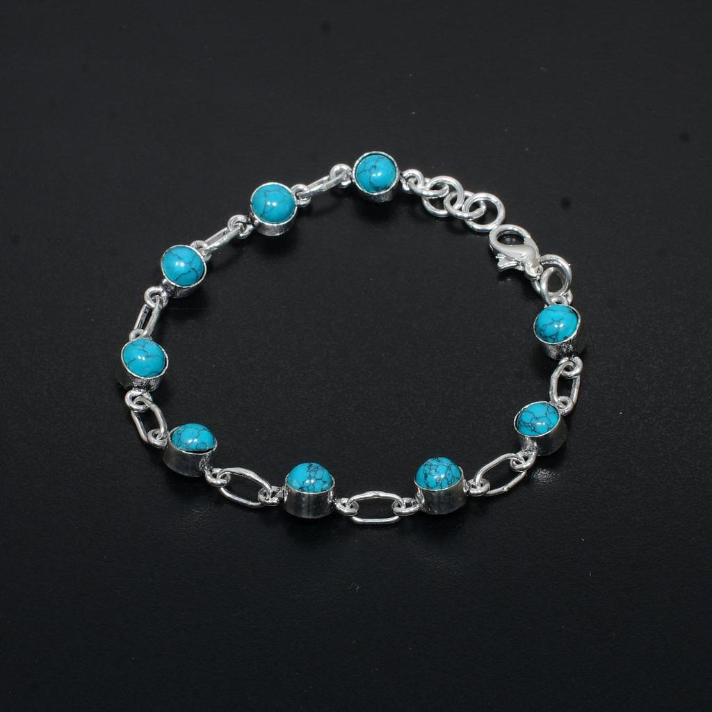 Браслет из стерлингового серебра 925 пробы ручной работы с бирюзой, натуральный бирюзовый драгоценный камень, бирюзовый ювелирный браслет для подарков