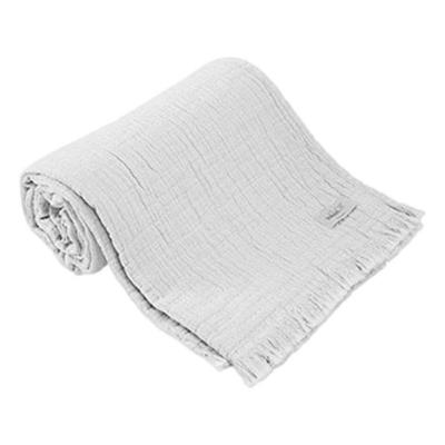 Одеяло с бахромой "Brehat" Stonewashed Cotton Gauze Toison d'or - Brehat White