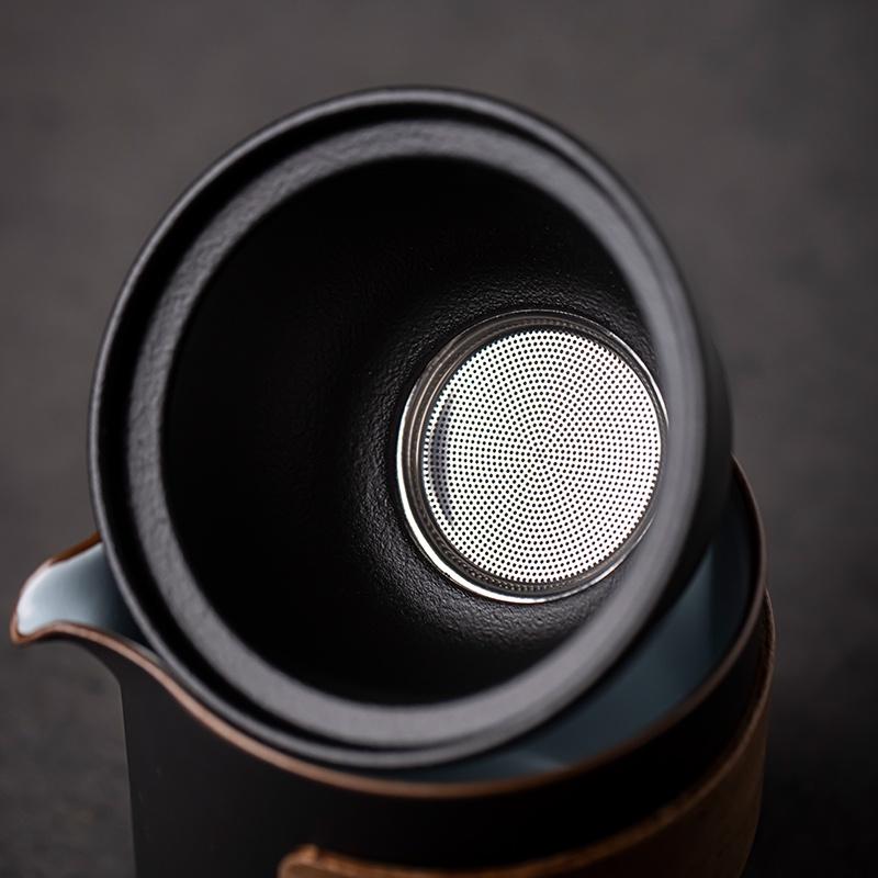 Керамический Быстрый Чайный Набор Один Чайник Четыре Чашки Портативная Сумка Набор для Чая Кунг-Фу Портативный Заварочный Чайник