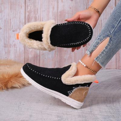 Европейские и американские высокие хлопковые туфли из парусины повседневные туфли больших размеров с плоской подошвой меховые теплые женские туфли на платформе Zapatos De Mujer