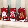 Lovely Xmas Printed Stocking Decorations, Santa Claus Ornament, Linen Tree Hanging Socks, Christmas Gift Candy Bags