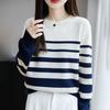 A Color-blocking Striped Knitted Sweater Is A Thick, Warm, Loose Base Layer Sweater for Women In Autumn and Winter, A Versatile Top