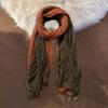 Yousheng Scarf Shawl Two-Color Gradient Design Pleated Scarf Warm Neck Wrap Cold Weather Neck Warmer Fashion Accessories