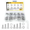 156Pcs 304 Stainless Steel Hex Head Screw and Nut Series Kit, Key Equipped Hex Head Cover Kit