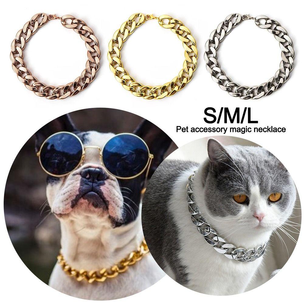 Adjustable Pet Necklace Cat Dog Gold Necklace Gold Collars Chain Dog Collar for Small Medium Dog