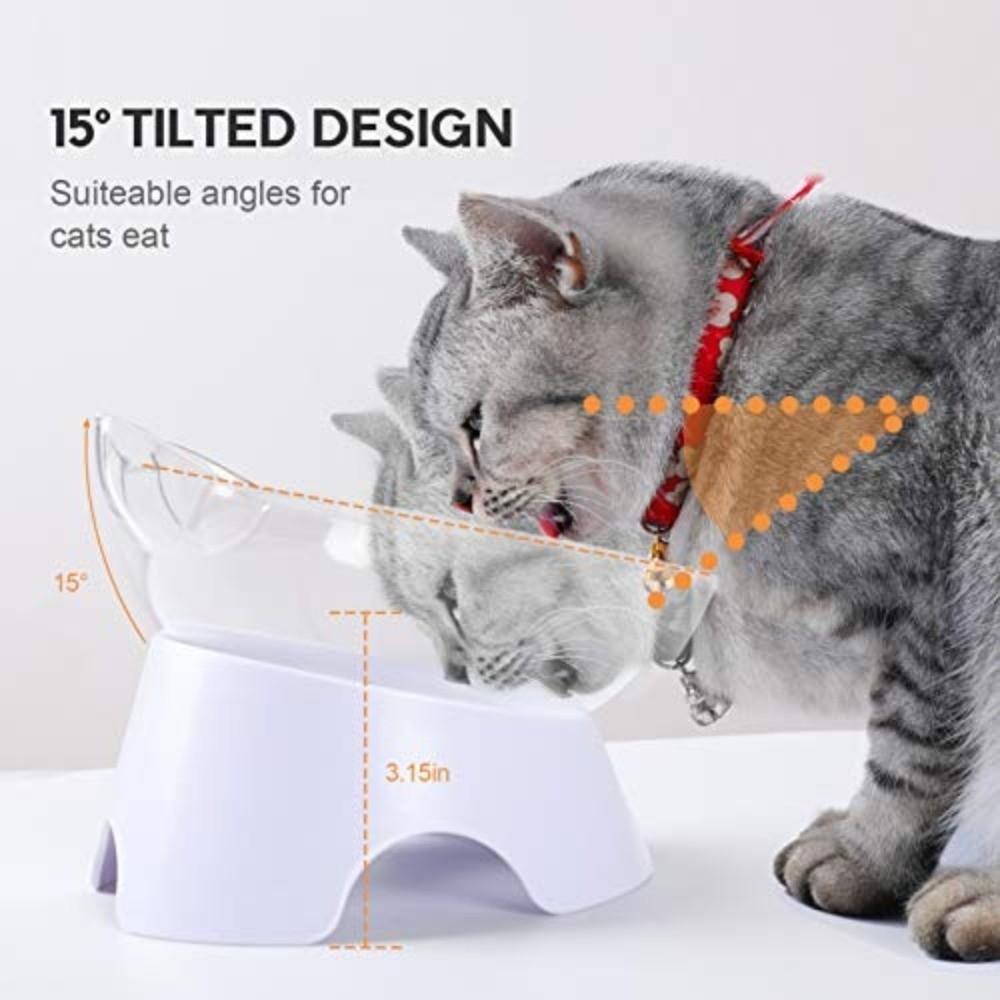 Cat Ear Design Tilted Cat Food Bowls Stand Base Elevated Bowls Set Feeding Products Indoor Cats