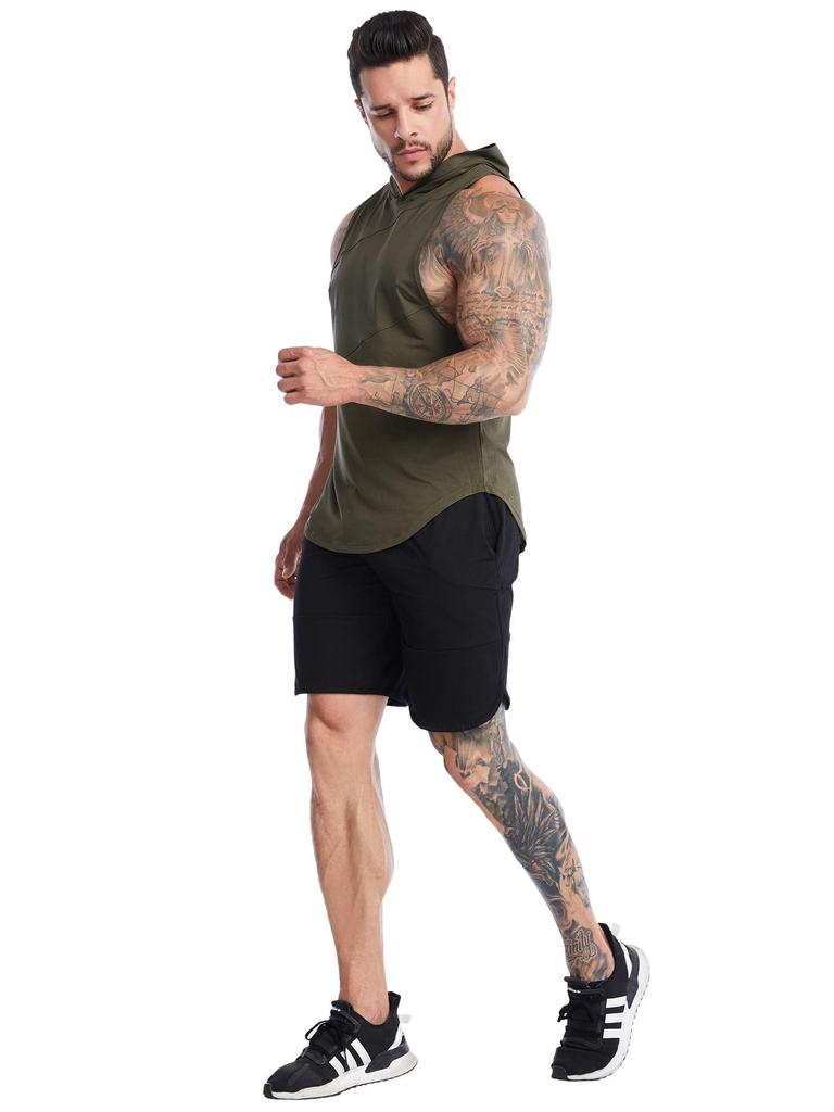 Мужской быстросохнущий спортивный жилет с капюшоном для летних пробежек и баскетбола на открытом воздухе