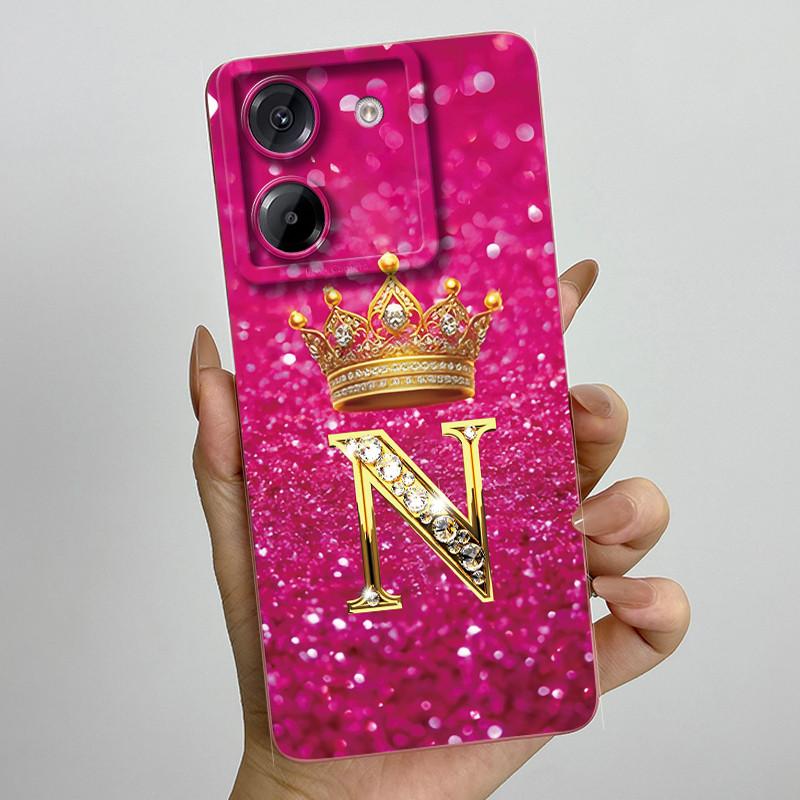 For Xiaomi Poco M7 Pro 5G Case Crown Letters Antifouling Non-slip Luxury Cover Couple For xiaomi poco m7pro PocoM7Pro Soft Funda