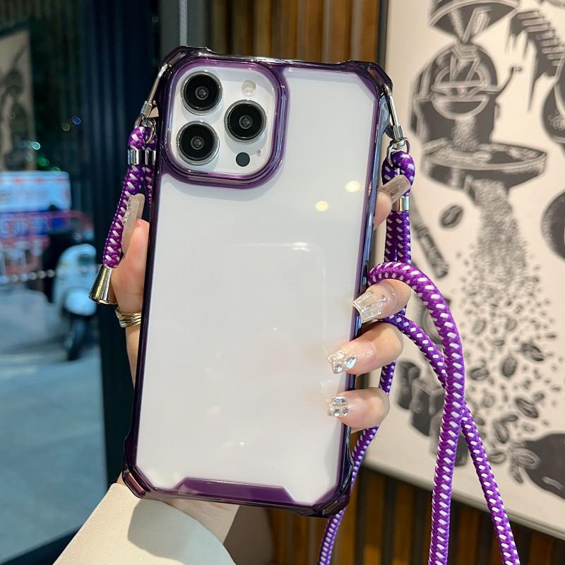 Чехол-футляр с ремешком-шнурком для iPhone 15 Pro 14 13 12 11 Pro Max XR X XS Plus, с ремешком через плечо, с усиленными углами, противоударный