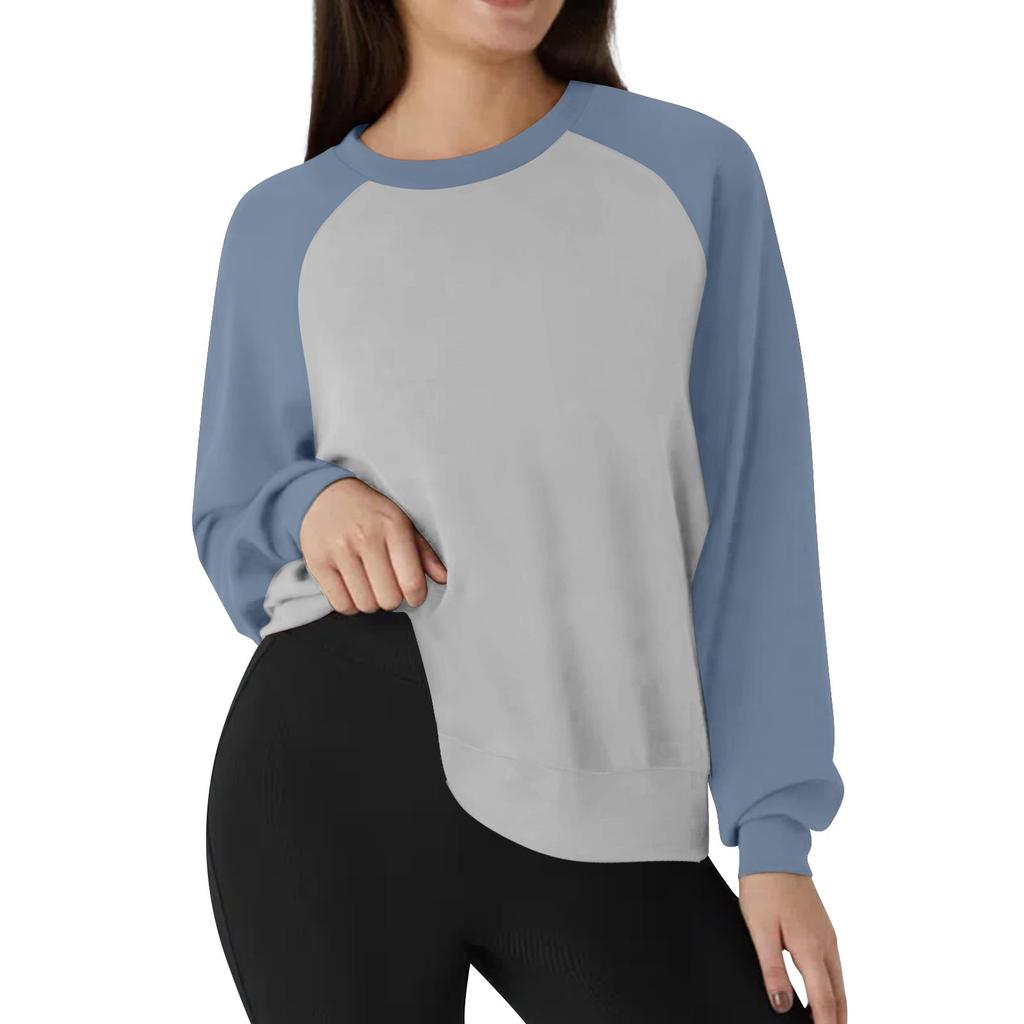 Женская повседневная свободная толстовка-пуловер, однотонная толстовка с длинными рукавами