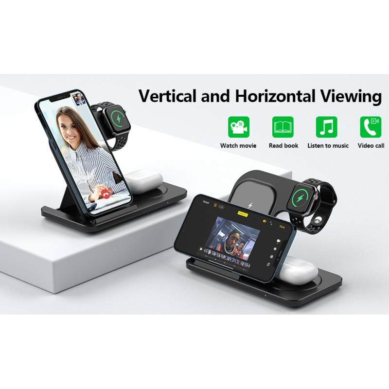 Беспроводное зарядное устройство 3 в 1 для iPhone 14 13 12 11 8 X XS XR Apple Watch 8 7 Airpods Pro, подставка для быстрой зарядки для Samsung S22 S21