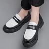 Тренд Четырех Сезонов Британский Стиль Толстая Подошва Увеличивающая Рост Мужские Ленивые Туфли на Один Педаль Низкие Лоферы для Ног Большого Размера