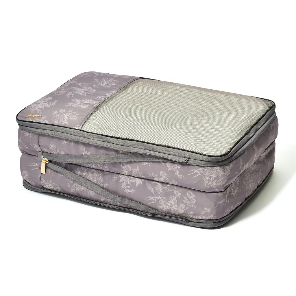 Francfranc Classic Flower Compression Dark Travel Organizer, Large, Gray, Water-Repellent,