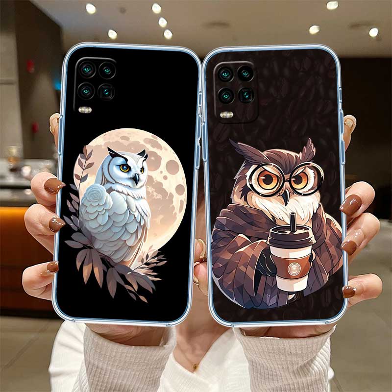 RE16 Cartoon Art Owl Transparent Phone Case for Samsung Galaxy A04 A04S A14 A23 A34 A54 M23 M33 M52 M53