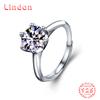 Lindon Women Classic 925 Sterling Silver Moissanite Ring Ladies Jewelry Wedding Promise Party Gift