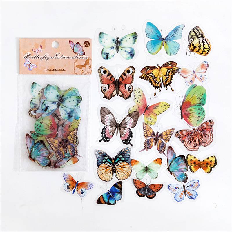 Material Decoration Nature Series Notebook Pet Sticker Stickers Candy Posts Package Butterfly