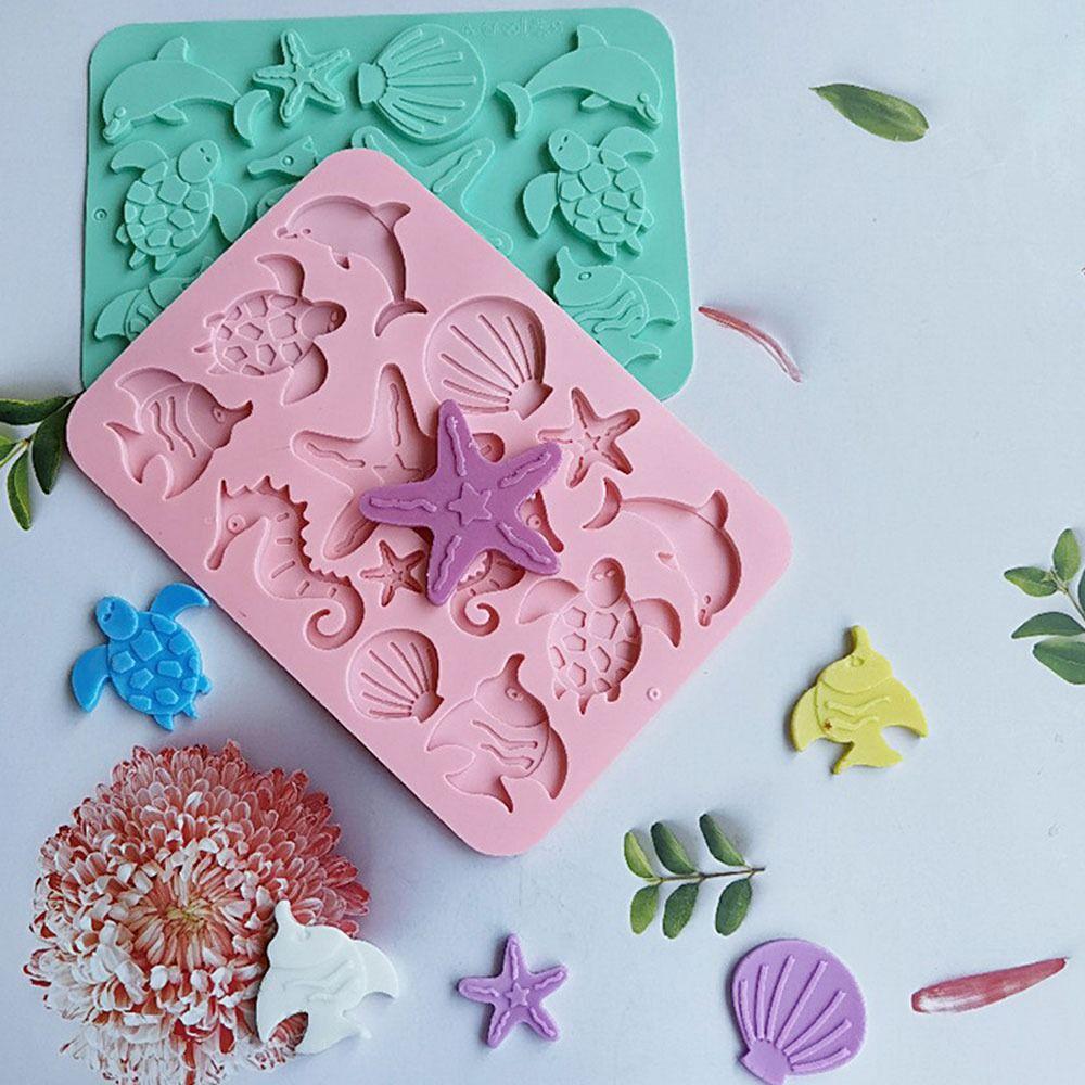 Silicone Mold Fish Turtles Dolphins Marine Life Silicone Mold Seahorses Starfish Shell Turn Sugar
