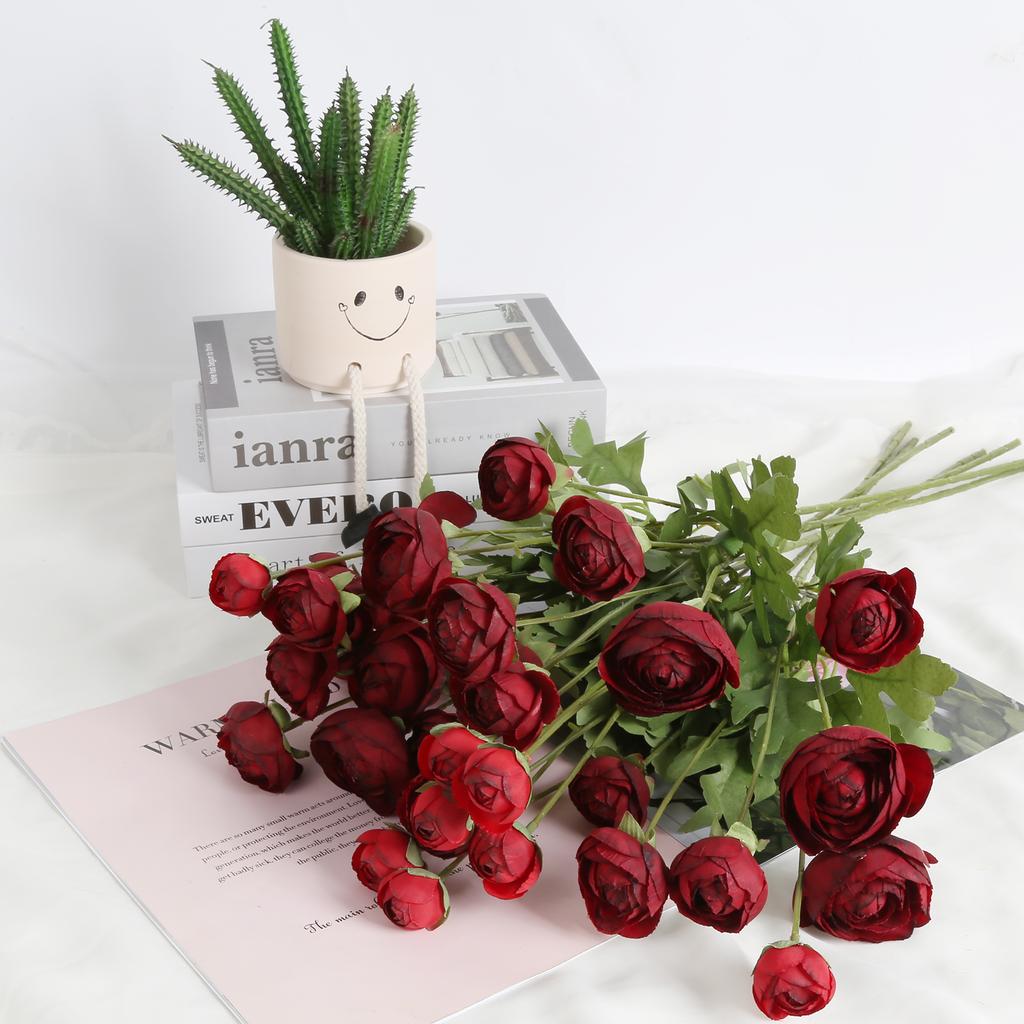 4 шт. 16 головок ранункулюсов искусственные шелковые цветы с длинными стеблями ранункулюс искусственные цветы персидские искусственные цветы для свадебного стола центральный элемент домашнего декора