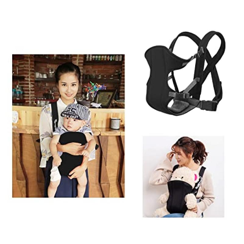Xiuyer Baby Carrier, Adjustable & Breathable, Front & Back Carrier for Newborn to Toddler 3-10kg, Ergonomic Infant Sling (Black)