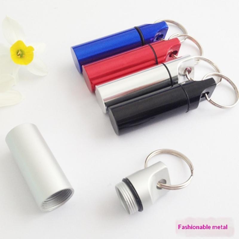 Aluminum Alloy Pill Case Keychain Waterproof Sealed Design Multiple Color Options Perfect For Outdoor Use Daily Pill Storage