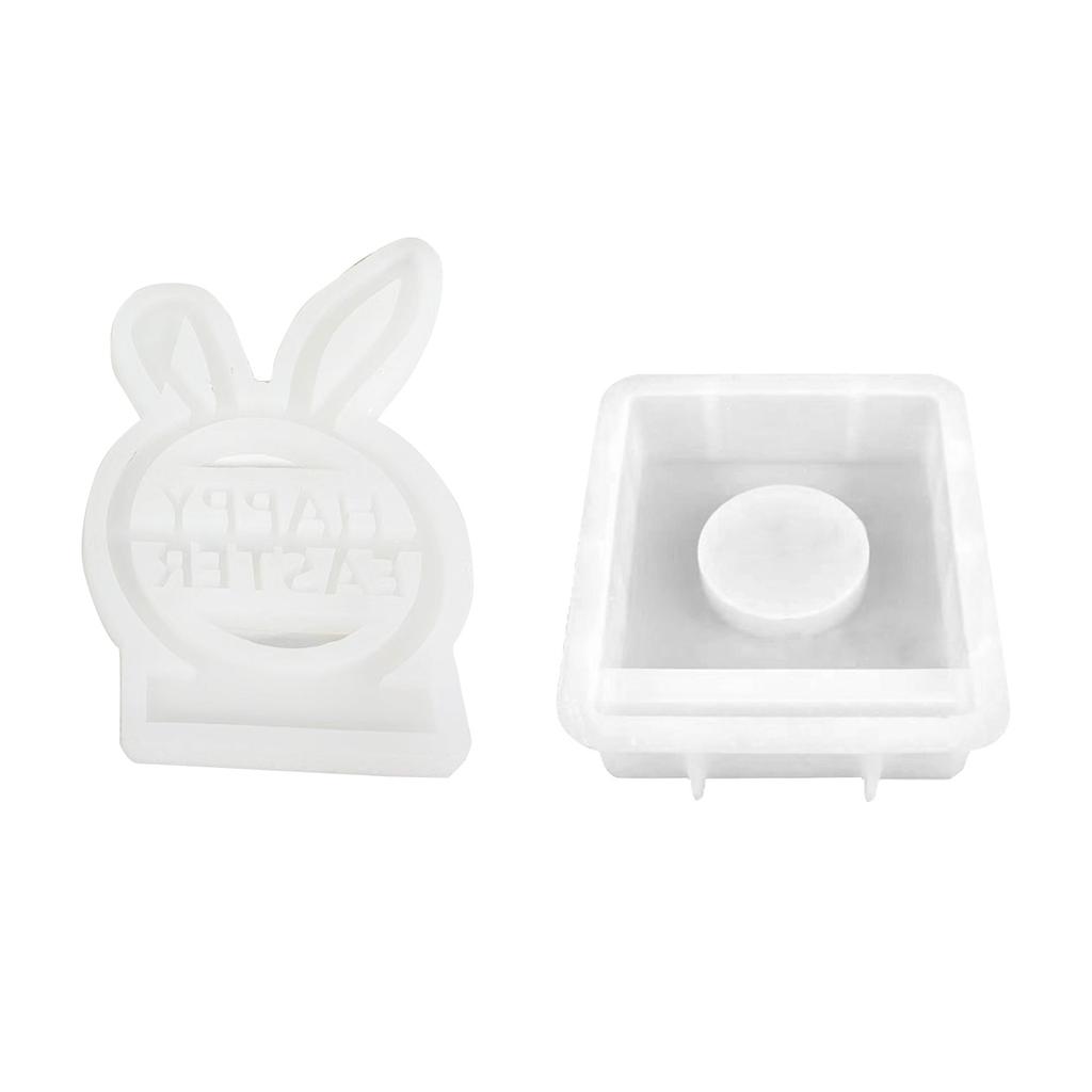 Happy Easter Candle Holder Molds, Easter Theme Candle Stand Molds with Base for DIY Candle Holder Easter Decorations