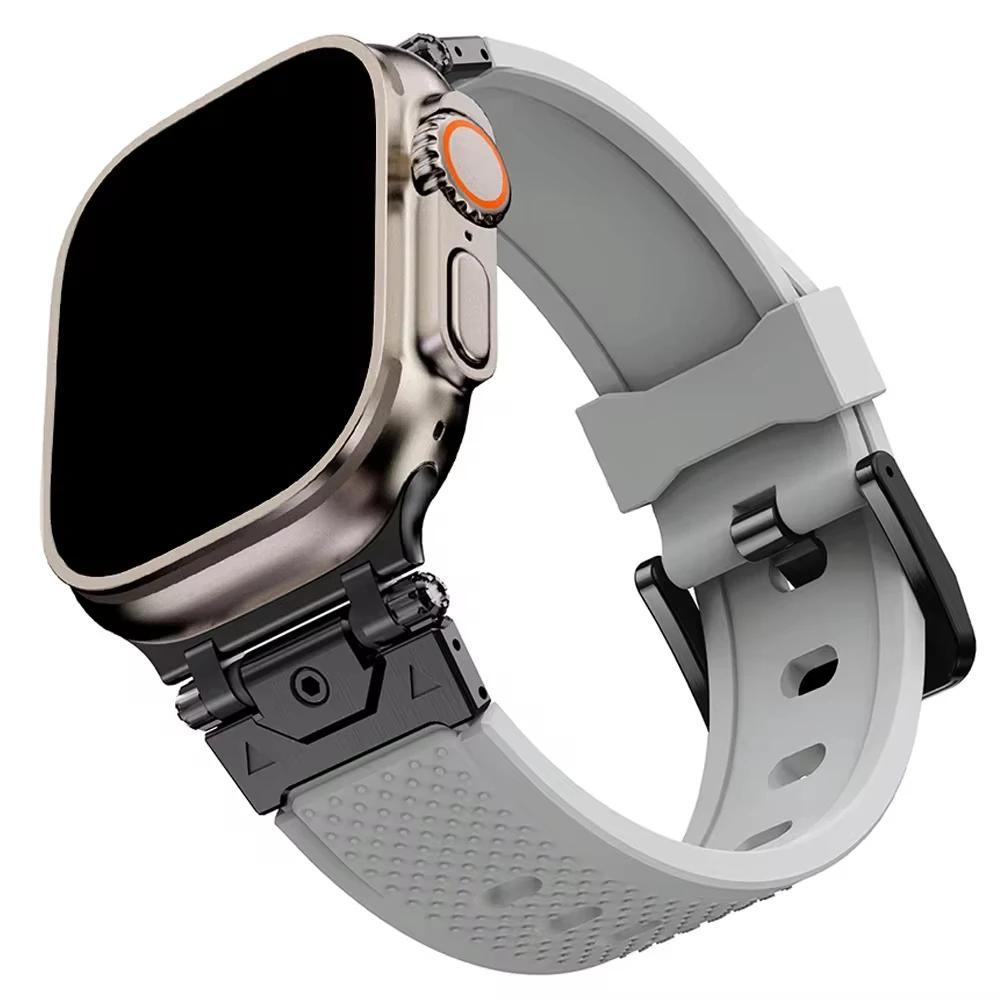 Спортивный ремешок из каучука титанового цвета для Apple Watch Ultra 2 49 мм Серии 9 8 7 45 мм 42 44 мм Ремешок для iWatch ULTRA 6 5 4 se