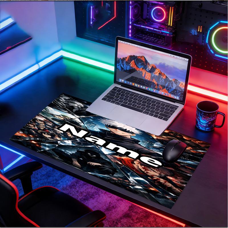 Custom Name Personalized Jujutsu Kaisen Pattern Mousepad, Laptop PC Desk Mat, Decorative Desk Mat for Home Keyboard Pad Gift