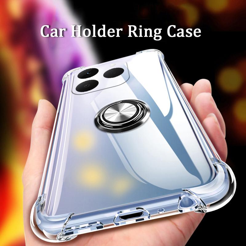 For Realme 15T case Ring Holder Ultra Thin Transparent Car Navigation Soft Silicone Clear cover For Realme 15T Phone casing