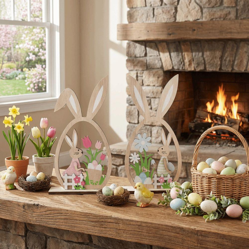 2 шт. Цветочный Пасхальный Кролик Украшение Фермерский Деревенский Кролик Настольное Декоративное Праздник Весны